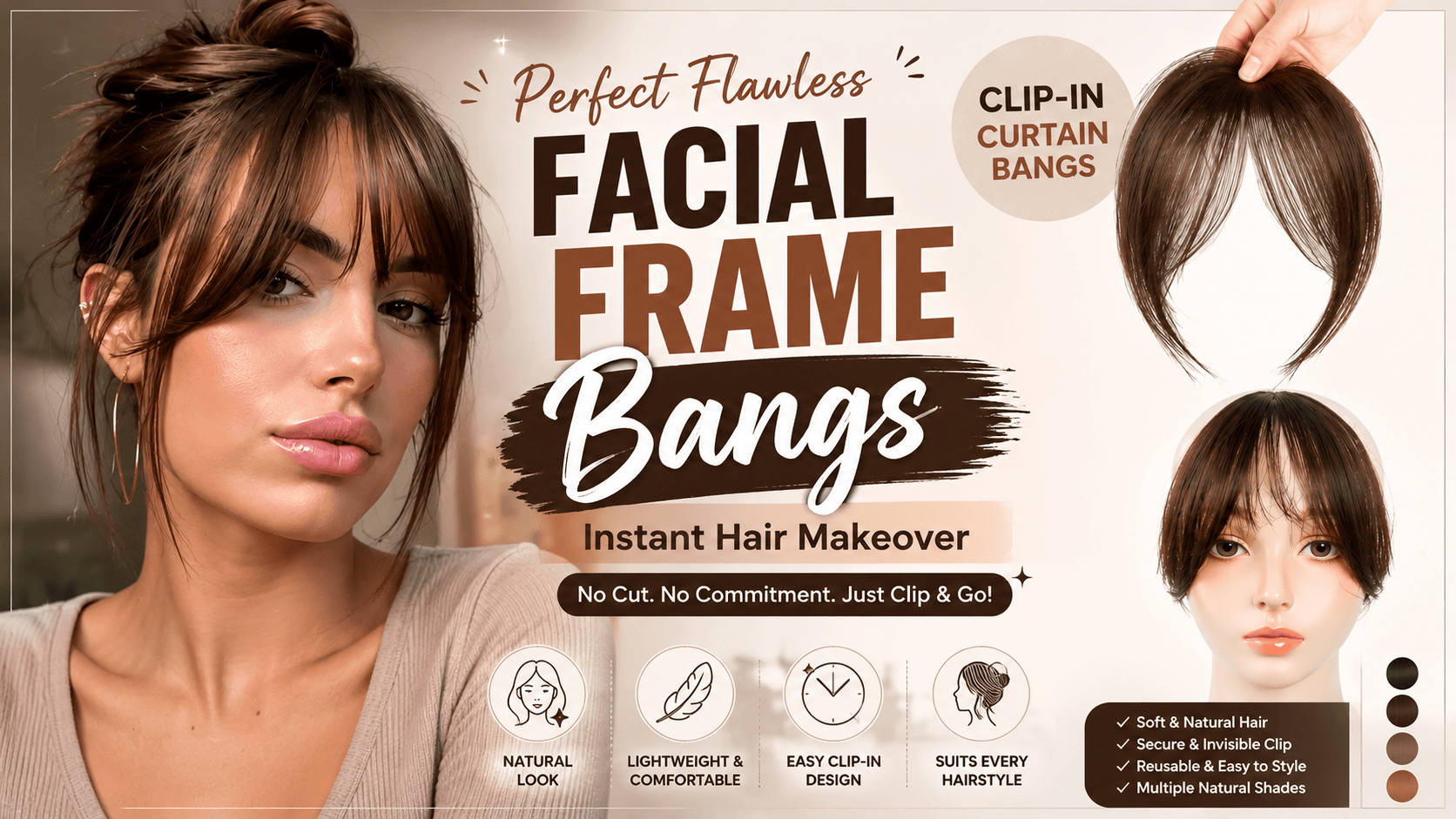 You are currently viewing Perfect Flawless Facial Frame Bangs – Easy Clip-In Curtain Bangs for an Instant Hair Makeover