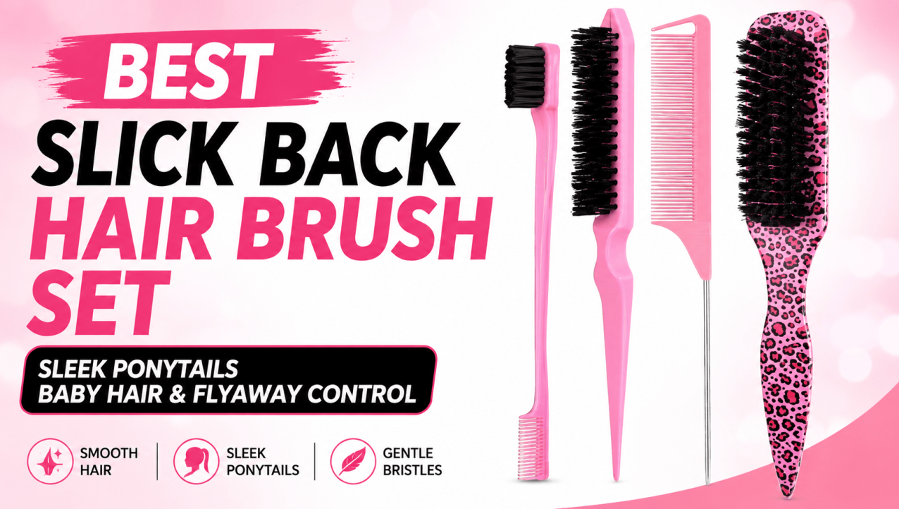 Best Bristle Slick Back Hair Brush Set for Sleek Ponytails, Baby Hair & Flyaway Control